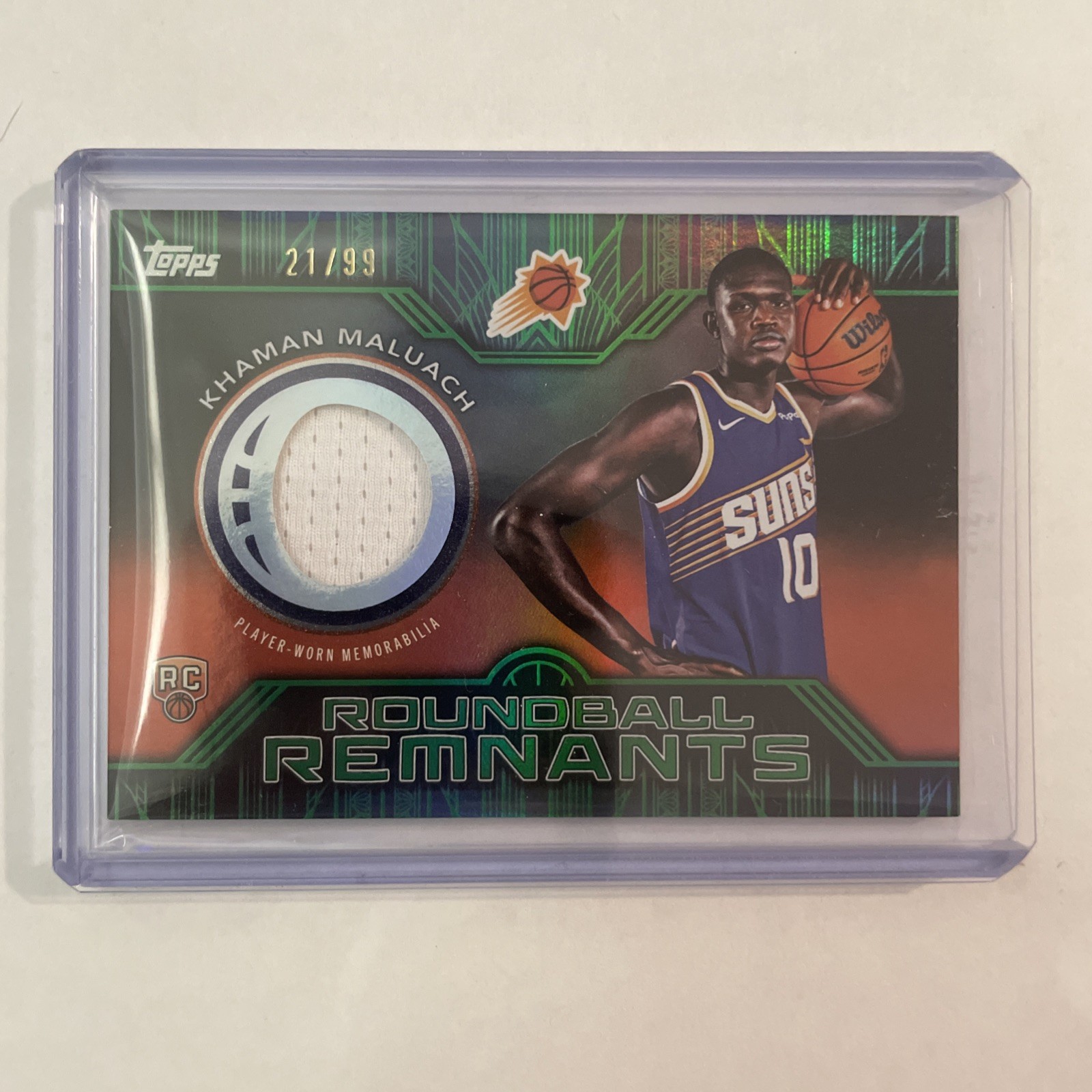 Khaman Maluach 2025-26 Topps Rookie Patch Roundball Remnants Green 21/99