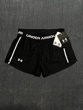 NWT Under Armour Tech Play Up 2-in-1 Shorts Girls' Small Black Elastic Waist