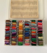 DMC Embroidery Thread Lot in Plastic Box Cross Stitch, Needlepoint Cotton