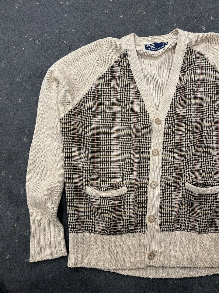Raro Suéter Cárdigan Vintage POLO RALPH LAUREN Botón Frontal Mezcla Seda Años 90 MED Foto 4 de 4