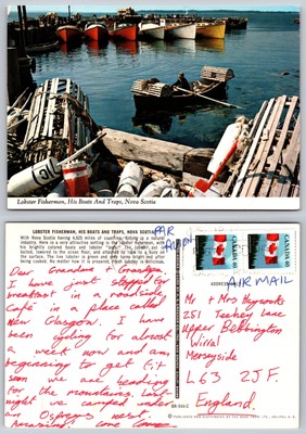 c21732 Hummer Fischer Boot und Fallen Nova Scotia Kanada Postkarte 1991 Briefmarke