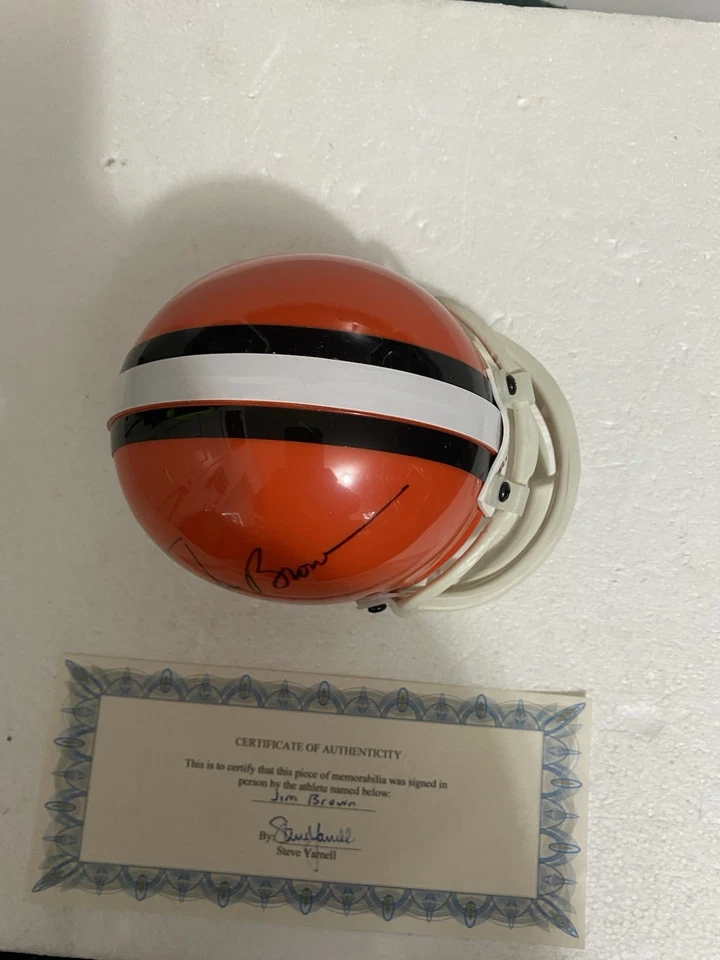 Minicasco firmado por Jim Brown de los Cleveland Browns de la NFL con autenticidad ¡Envío gratuito! Foto 3 de 4