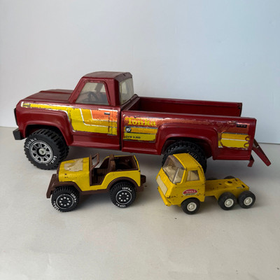 Lot of 3 1970s-1980s vintage tonka metal trucks