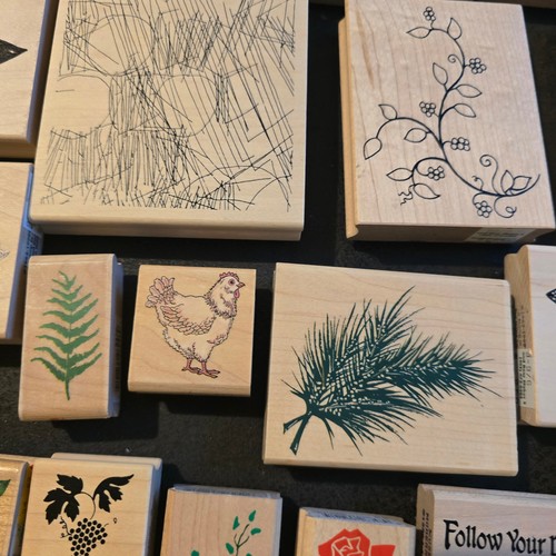 Rubber Stamp Lot 20+ Wood Block Floral Animal Nature Designs Cardmaking Scrapb - Picture 6 of 24