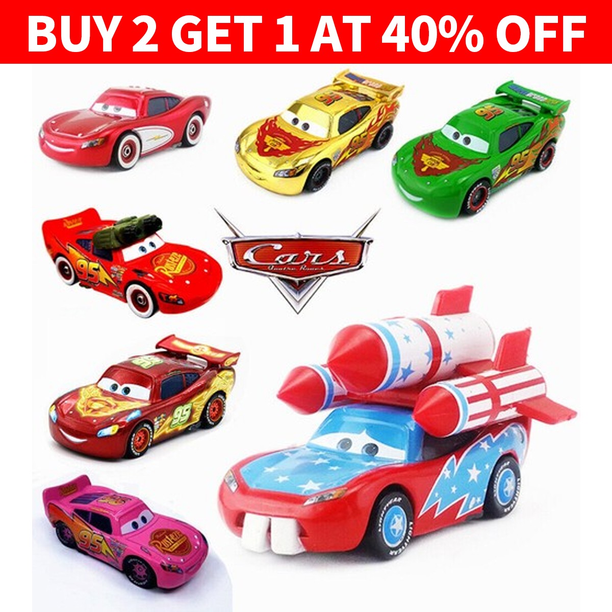 Disney Pixar Cars Lot Lightning McQueen 1:55 Diecast Model Car