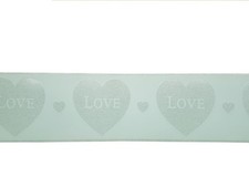 Mint Green Silver Glitter Hearts Wallpaper Border Glitz Girls Room Nursery