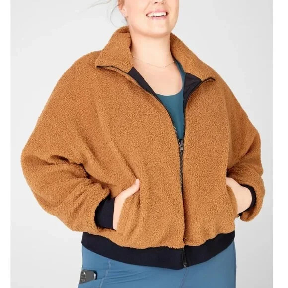 Fabletics Spencer Reversible Teddy Bomber Jacket … - image 1