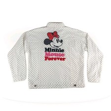 lDisney Parks Minnie Mouse Denim Jacket Small White Polka Dot Embroidered Jean