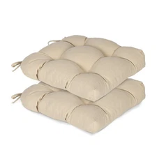 Aoodor 19''x19''x5'' Outdoor Chair Cushions Tufted Seat Pads with Ties, 2 Pack