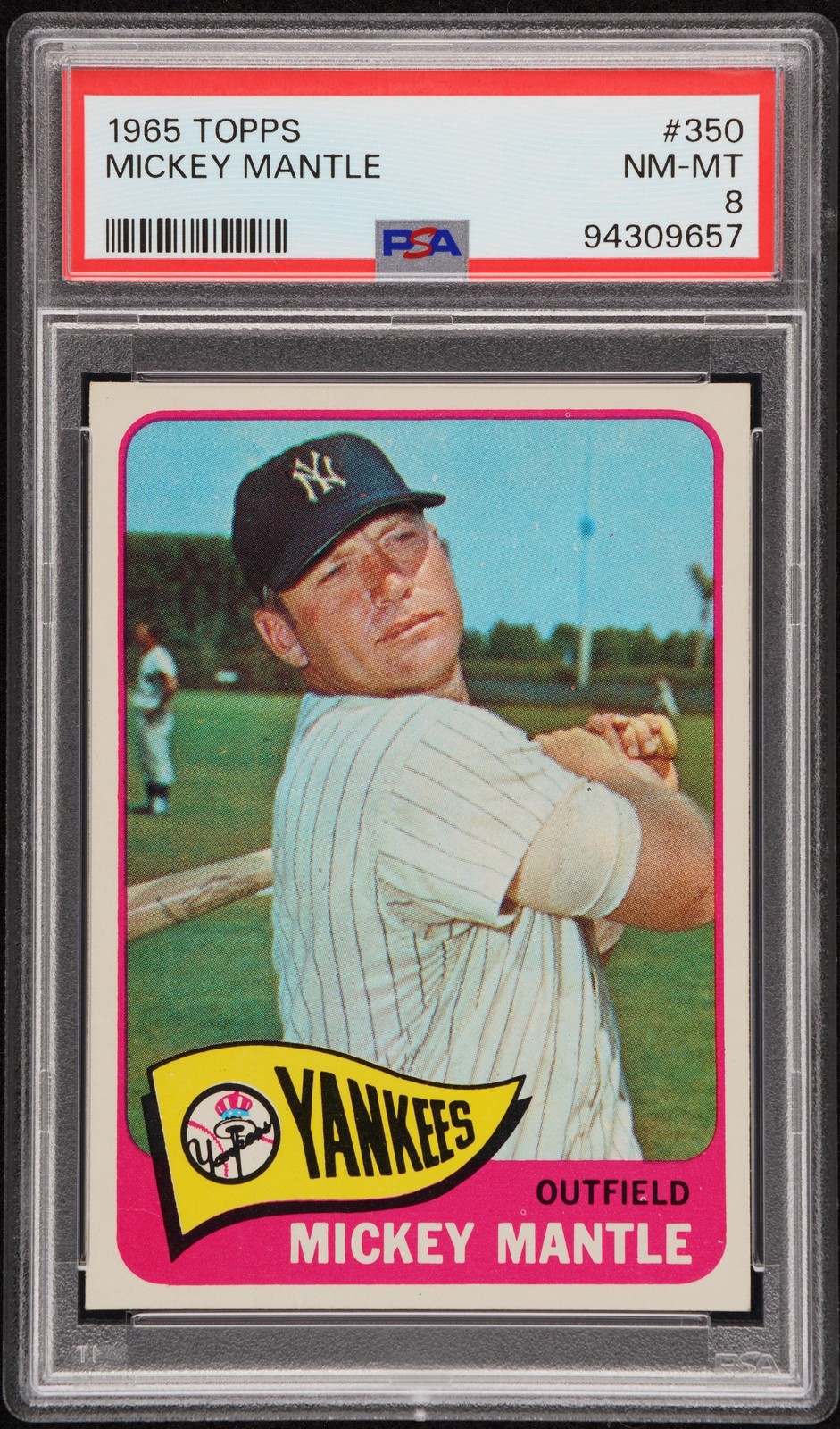 1965 TOPPS #350 MICKEY MANTLE PSA 8