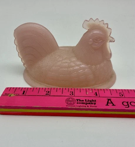 Fenton Rooster Hen On Nest Pink Figurine Bowl 4.75" Tall 5.25" NO NEST TOP ONLY