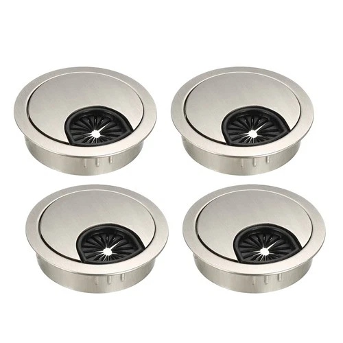 Cable Hole Cover, 2" Zinc Alloy Desk Grommet, 4 Pcs (Wire Drawing, Silver)