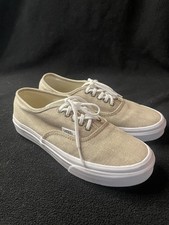 VANS Men s Beige/White Canvas Low Top Lace-Up Sneakers Rubber Outsole