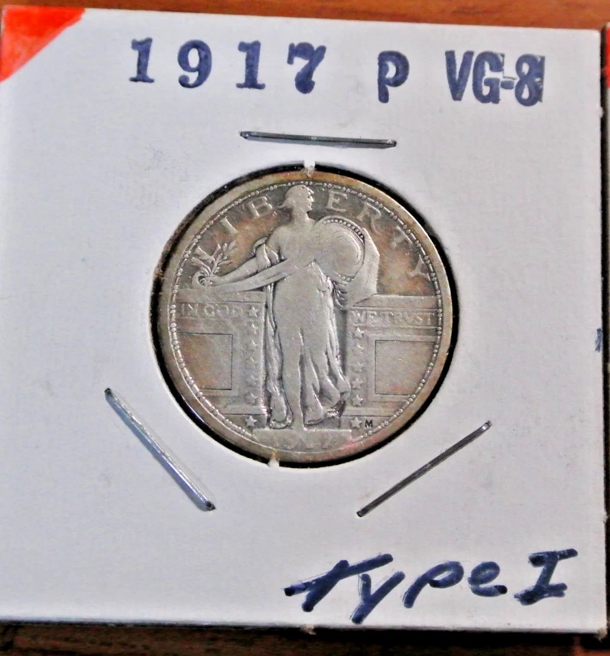 1917-p y 1917 S Tipo 1 Cuartos Libertad Permanentes En muy buena condición Foto 2 de 4