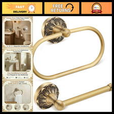 Antique Brass Toilet Paper Holder  Rectangle Hand Towel Ring Set - Vintage Bath