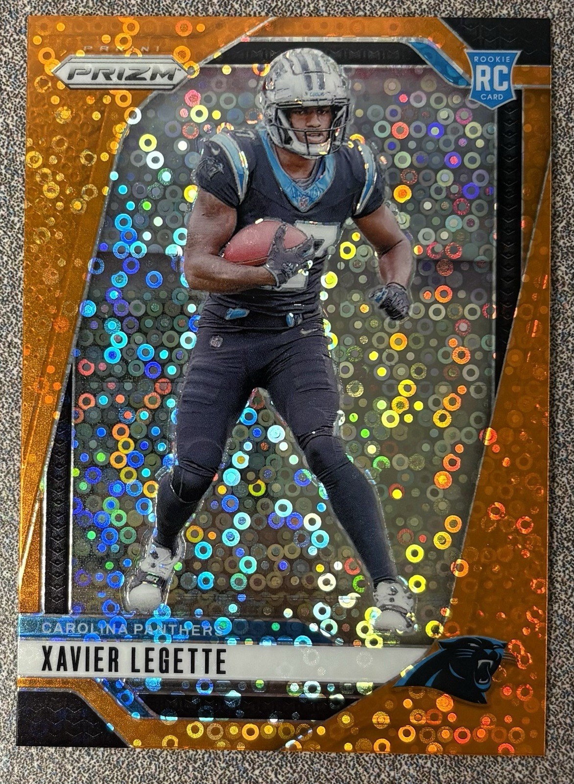 2024 Panini Prizm Xavier Legette RC #398 Orange Disco Prizm Carolina Panthers