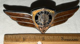 ANTIQUE DODGE BROTHERS 4" WINGED ENAMEL EMBLEM BADGE TAG VINTAGE CAR AUTO