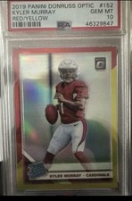 Kyler Murray 2019 Panini Donruss Optic Red/Yellow PSA 10 Gem Mint Rookie Card RC. rookie card picture