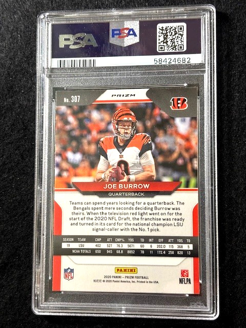 2020 Panini Silver Prizm Joe Burrow RC Rookie Card #307 PSA 9 MINT Bengals view 6