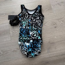 NWT Gym Gear Leotards Kids Black Canada Graffiti Gymnastics/Dance Leotards Sz L
