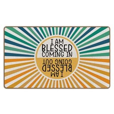 Boho Sun Christian Door Mat, Christian Prayer Welcome Mat, I Am Blessed Comin...