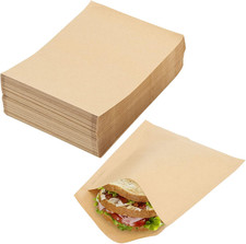 Kraft Paper Treats Bags - 200 Pcs Brown Flat Wax-Lined Packing Bags for Bakery