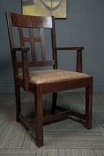 Antique Arts & Crafts Mission Stickley Quarter Sawn Oak Slat Back Arm Chair on The Hot Collector