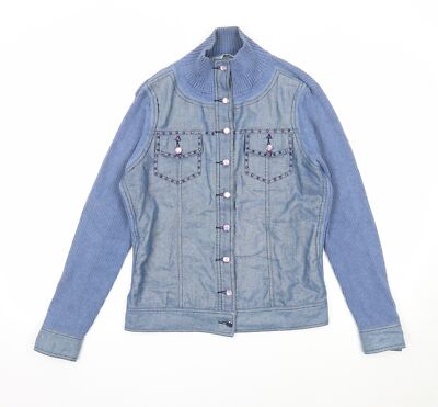 Elegance Fashion Damen blau Baumwollmischung Jacke Größe 14