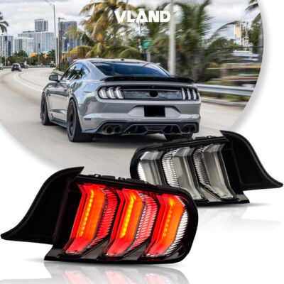 VLAND Clear Lens LED Tail Light  For 2015-2022 Ford Mustang 5-Modes w/Sequential