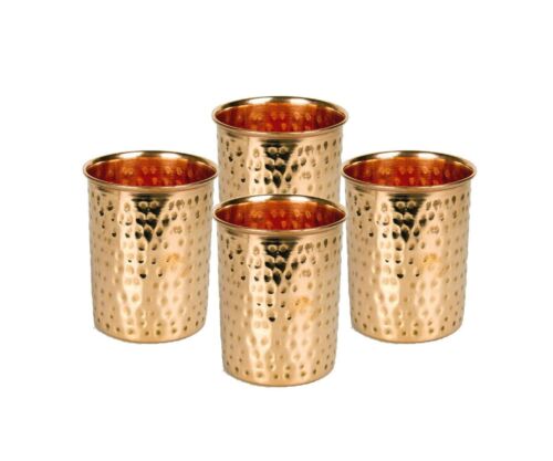 Copper Water Glass 300 ml, 10oz Four Tumbler with ayurvedic benefits, 4 Unit - Picture 1 of 5