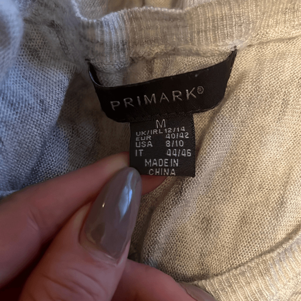 Primark Women's Gray High Low Hem Side Vent V-Neck Long Sleeve Top image 6