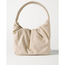 STAUD Felix Leather Handbag w/ Top Handle in Cream NWT