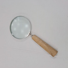 Crochet Design Wooden Handle Handmade Magnifier Brass Framed Magnifying