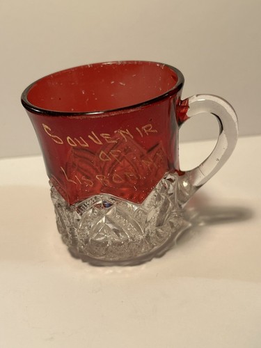 Antique Early 1900's Red Ruby Flash Souvenir Glass Lisbon NH
