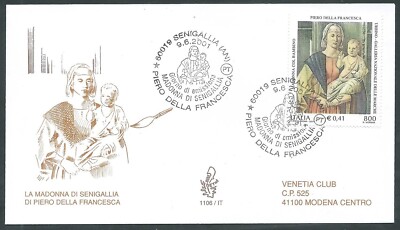 2001 ITALY FDC VENETO 1106 ART PIERO DELLA FRANCESCA ARRIVAL STAMP - A