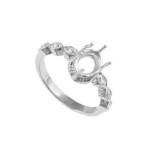 Oval Shape Semi Mount Ring Eternity 925 Sterling Silver Engagement Halo Rings