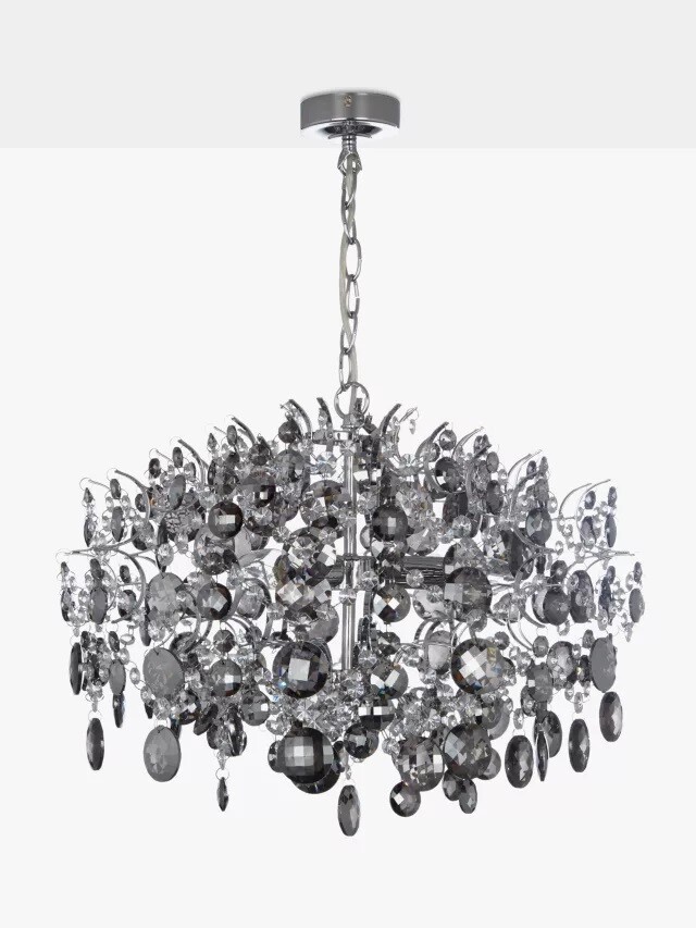 John Lewis Paris Crystal Ceiling Light Chandelier 60 x 42cm - Smoke & Clear A