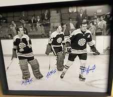 Phil Esposito Autographed 16x20 Photo Gerry Cheevers Ed Johnston