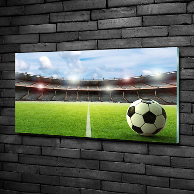 Glas-Bild Wandbilder Druck auf Glas 100x50 Deko Sport Ball auf Rasen
