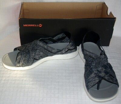NWB Merrell Duskair Black & White Heather Weave Lightweight Thong Sandal Sz 6 M