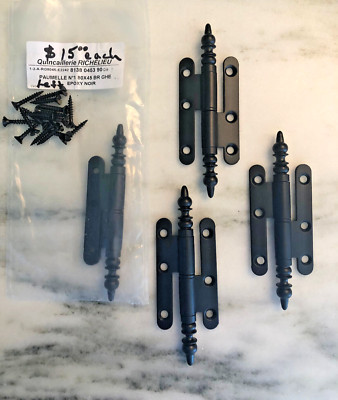 Richelieu 8138 0453 90 Paumelle Hinges, Lot of 4, 2 right and 2 left, Black