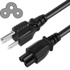 4 ft 3‑Prong Universal AC Power Cord for Laptop TV Printer – HP/Dell/Lenovo