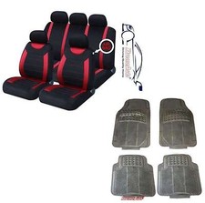 CARNABY RED Universal CAR SEAT COVERS PROTECTORS + RUBBER MATS GENUINE FOOT WELL