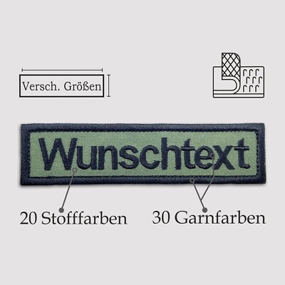 Namensschild Gestickt Wunschtext Patch Bestickt Köperstoff mit Klett