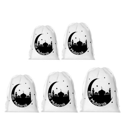 Convenient White Canvas Drawstring Bag For Eid Festivities And Practical Storage