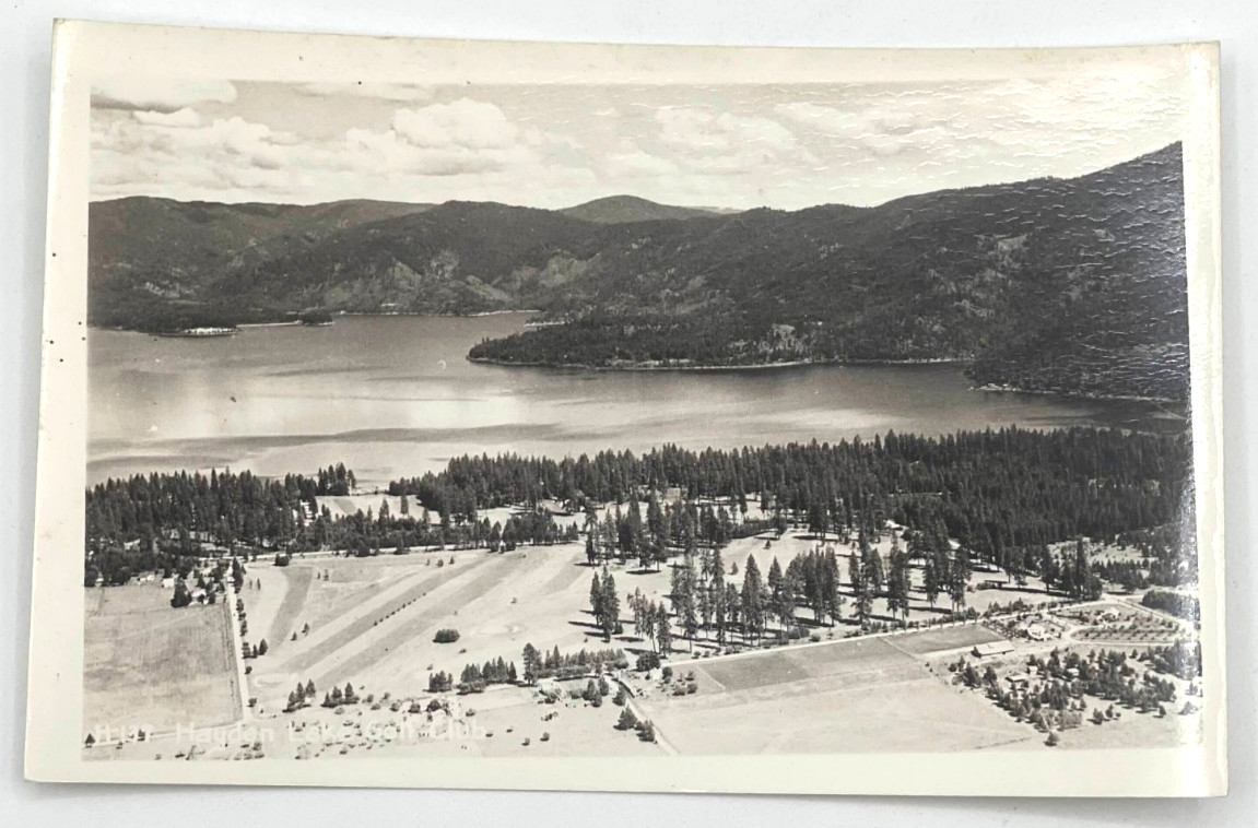RPPC Hayden Lake Idaho Aerial View Real Photo Postcard Kodak Paper c1950
