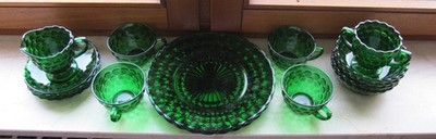Kaffeeservice Anchor Hocking grün, Bubble Forest green für 4 Pers. 18 Teilig