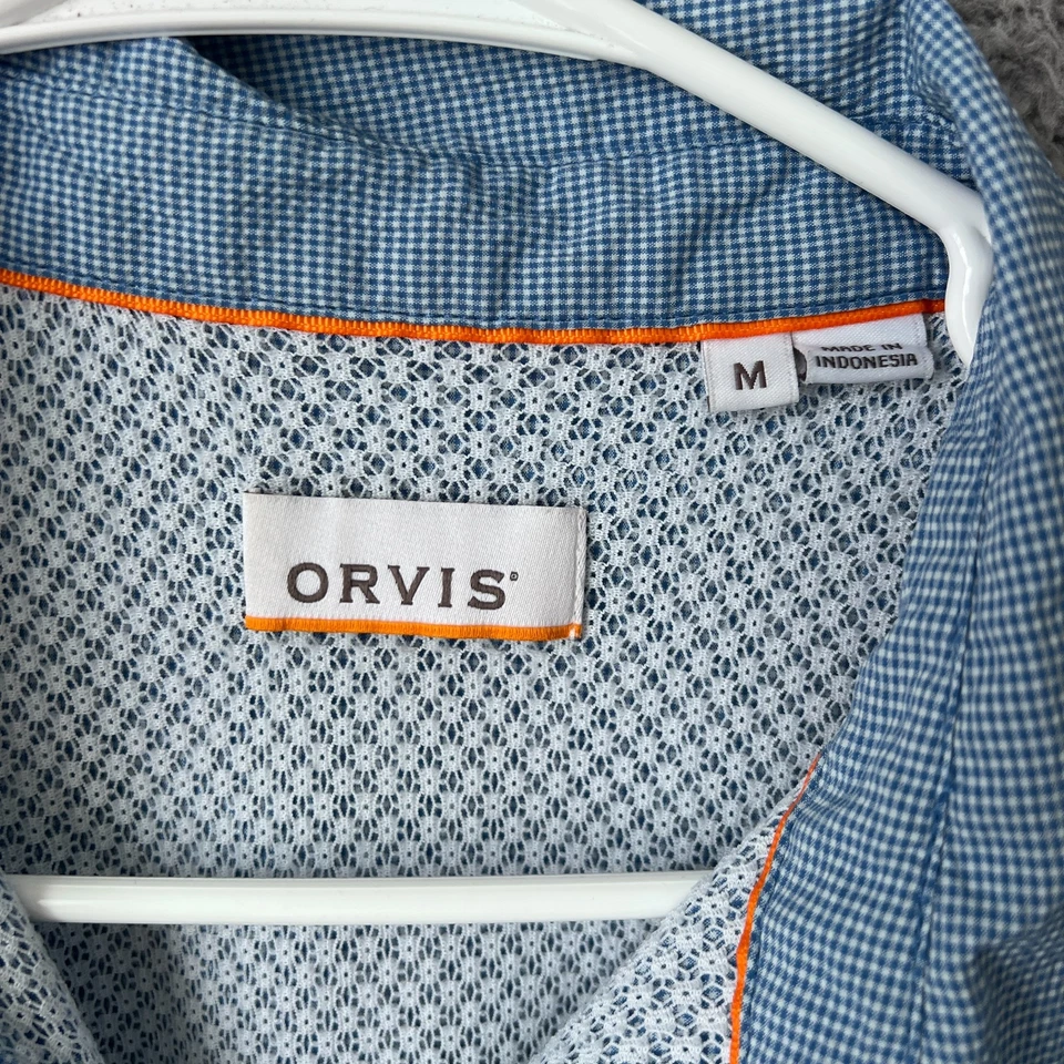 Camisa Orvis Para Hombres Mediana Azul Rueda al Aire Libre Manga Larga Ventilada Pesca Exterior Foto 3 de 4