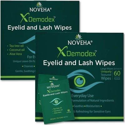 Demodex Eyelid & Lash Wipes | Box of 60 Individually Wrapped Extra Strength C...