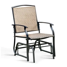 Patio Swing Single Glider Chair Rocking Seating Steel Frame Garden Furni Brown